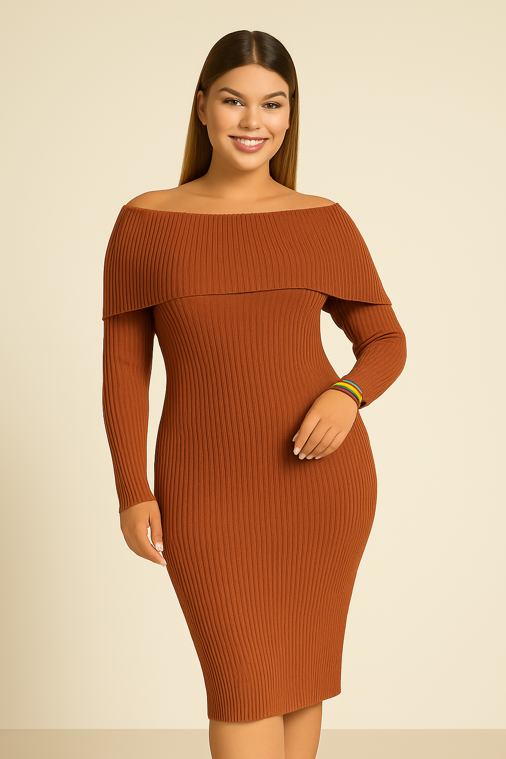 Vestido Midi Ombro a Ombro - Rebecca