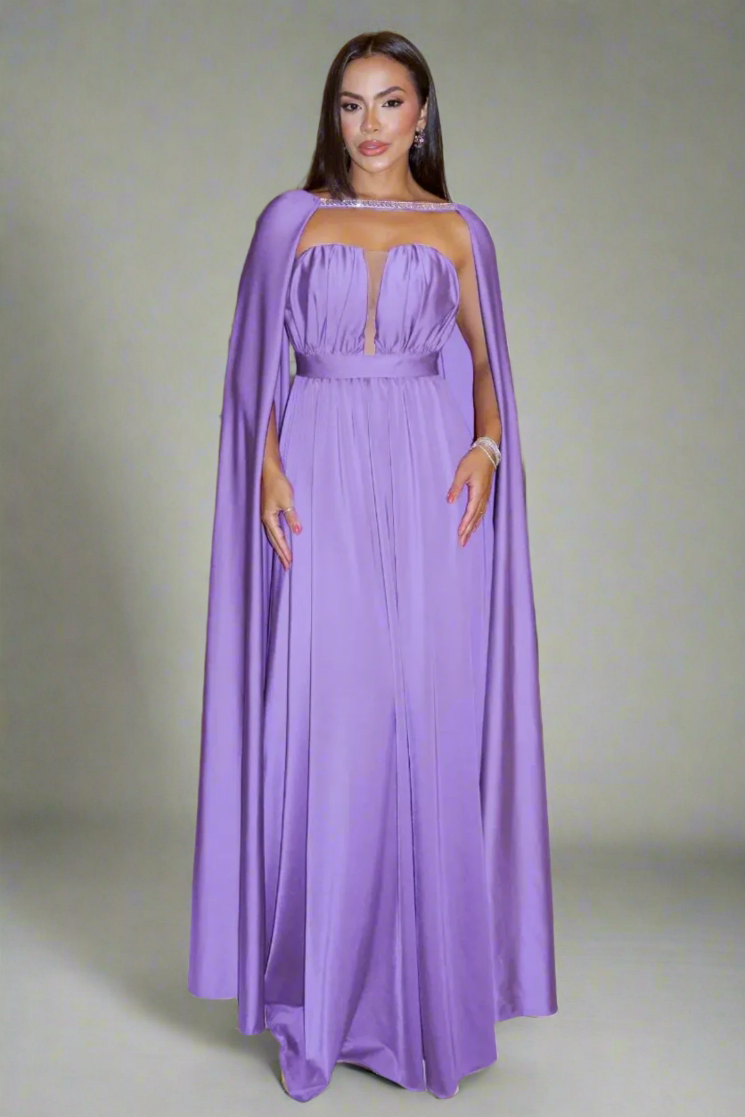Vestido Longo Tomara-Que-Caia Com Capa - Marcela
