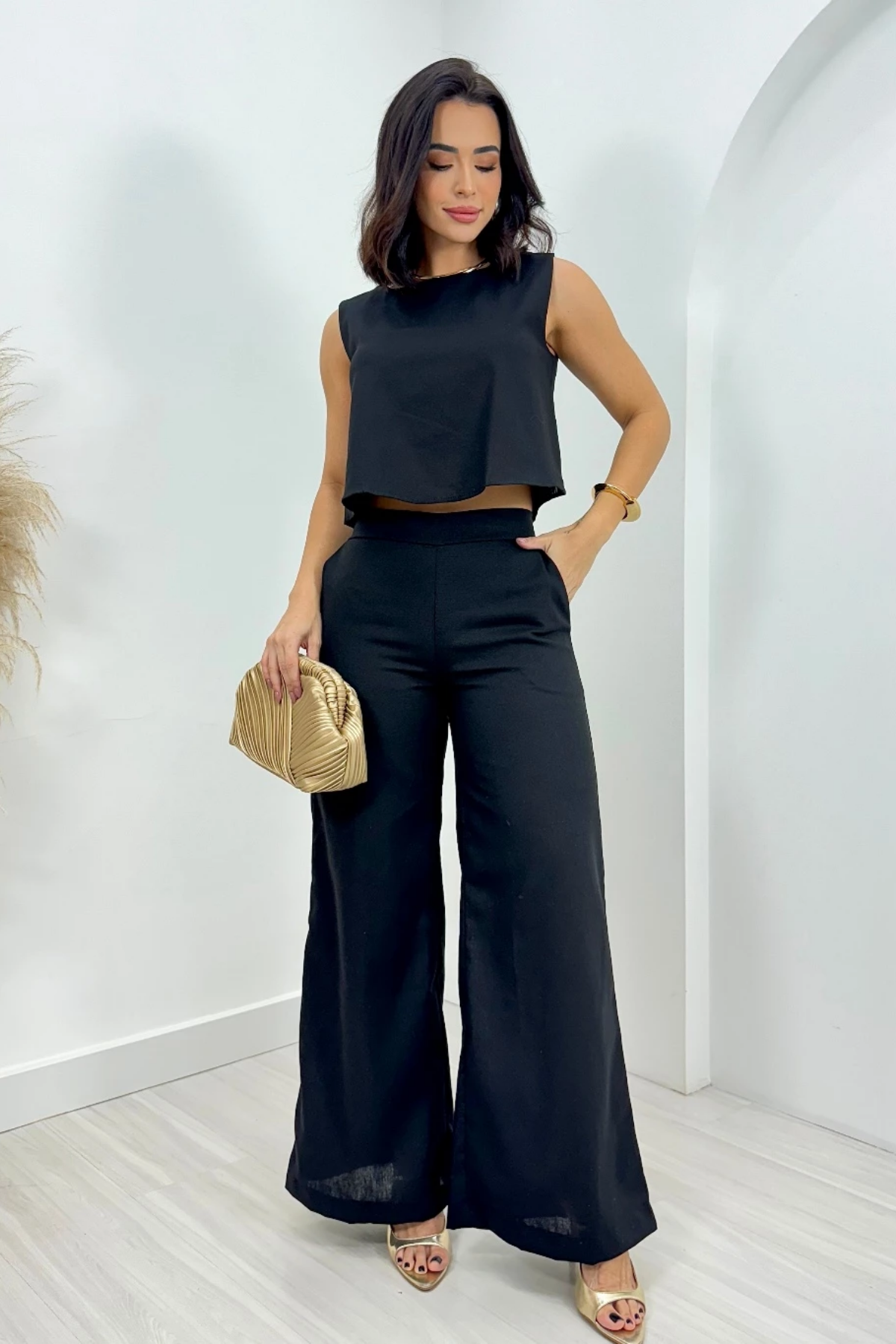 Conjunto Linho Blusa e Calça Pantalona - Amanda