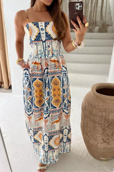 Vestido Longo Estampado com Elastex Bolso Regulador na Alça - Vivianne
