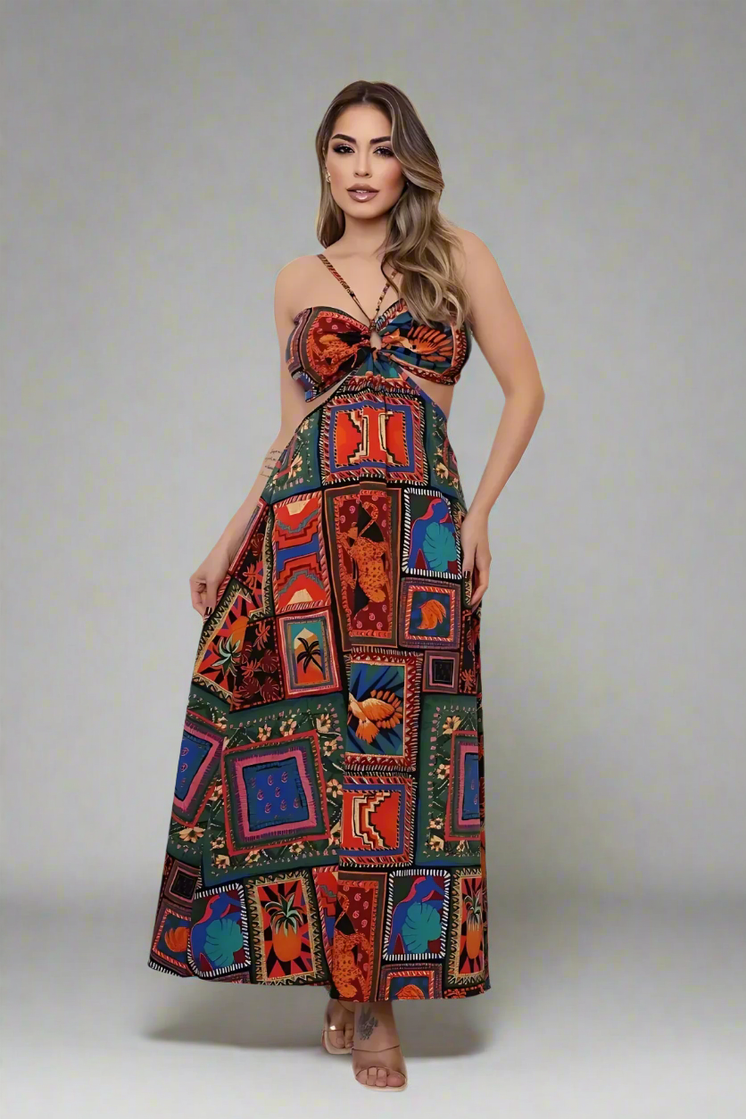 Vestido Longo De Alça Costas Aberta Com Bojo - Nathy