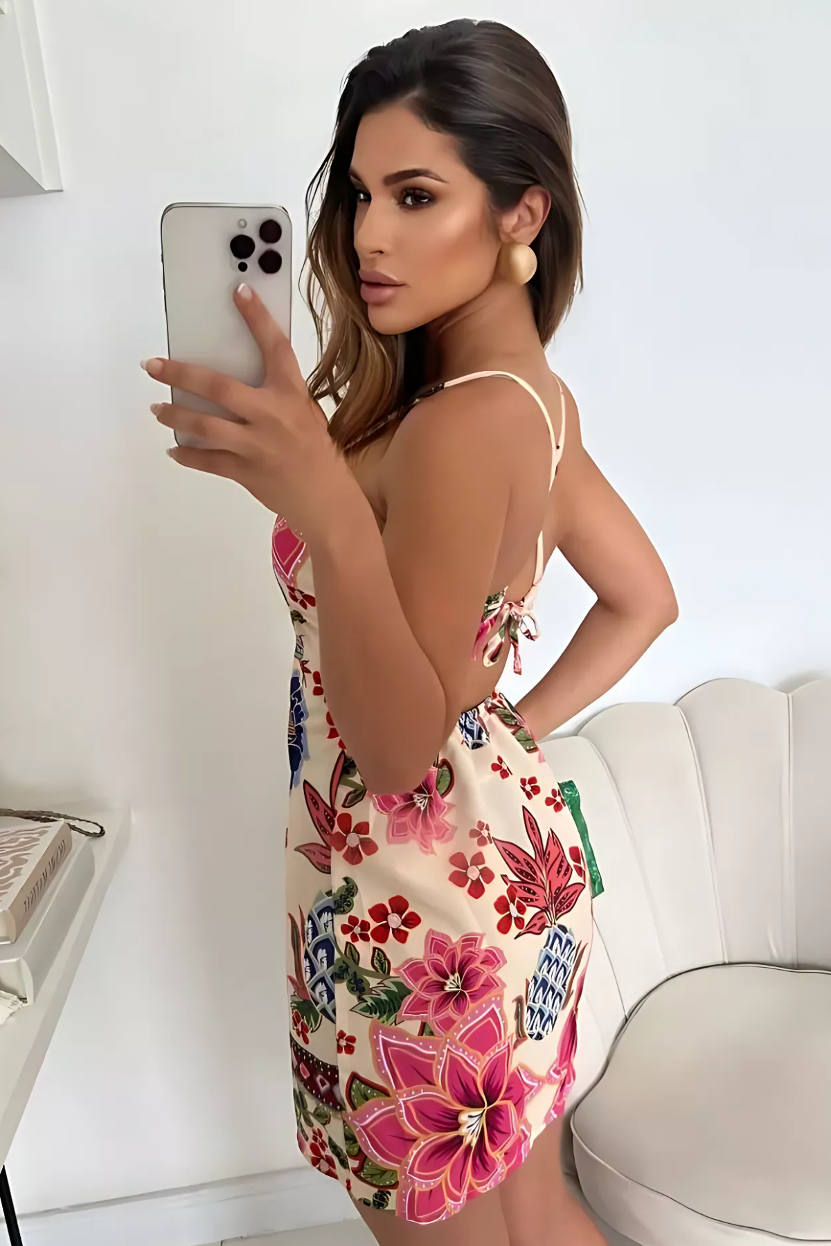 Vestido Curto com Alça Fina Estampado - Stefanny