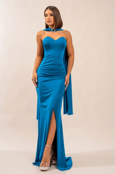 Vestido Longo Tomara-Que-Caia Decote Coração - Mellany