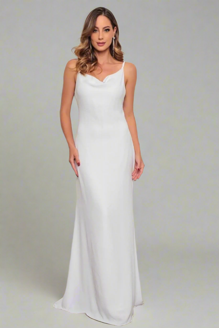 Vestido Longuinho de Noivado Alça Fina e Costas Nuas - Alice