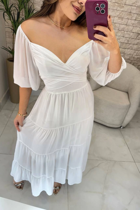 Vestido Midi Noivado Ombro a Ombro - Ivy