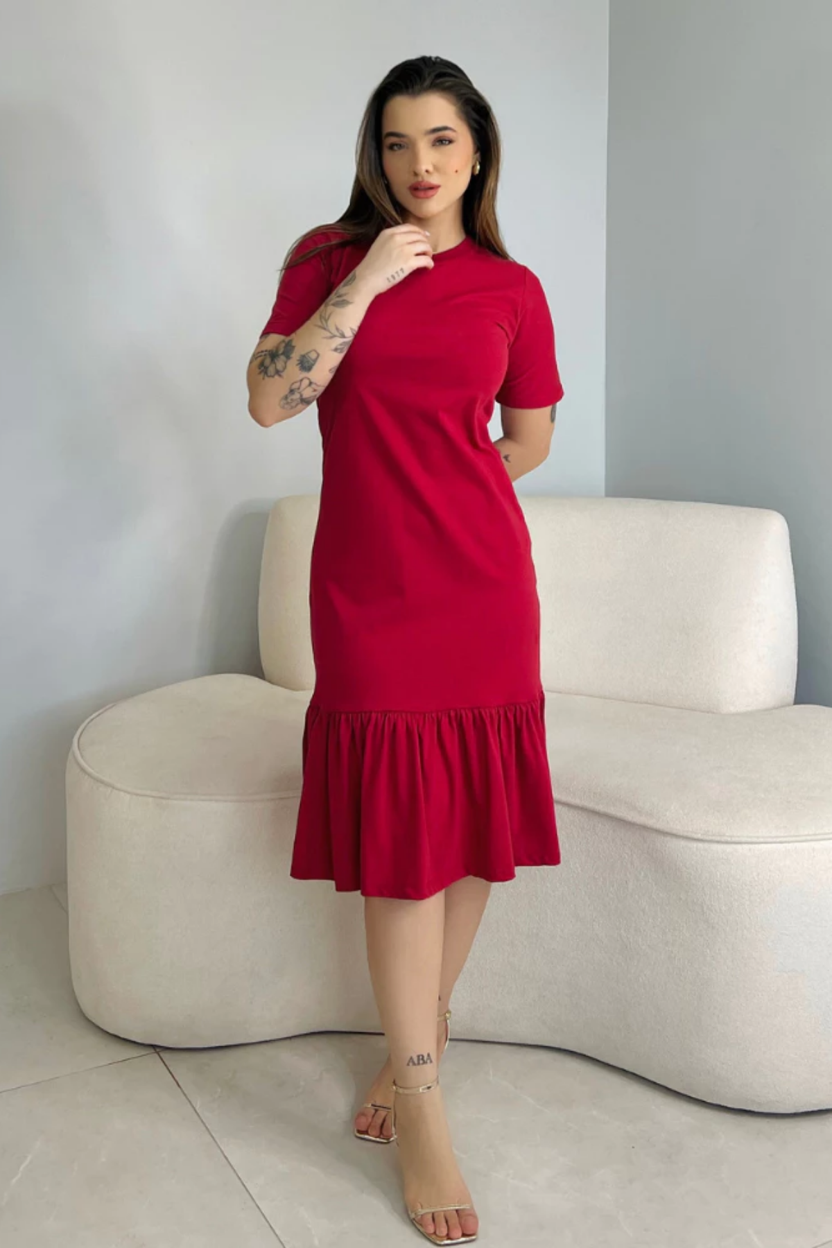 Vestido Midi com mangas - Savana