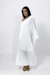 Vestido Longo Noivado Ombro Único Flor - Helen
