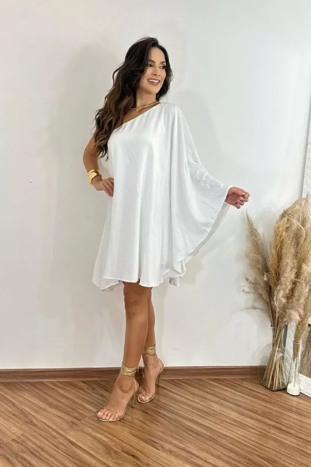 Vestido Curto Noivado Ombro Único - Eloá