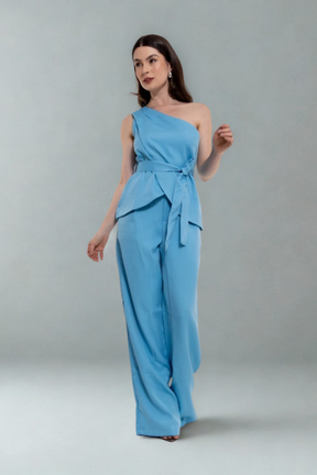 Conjunto Alfaiataria Calça e Blusa Ombro Único Assimétrico - Kessia