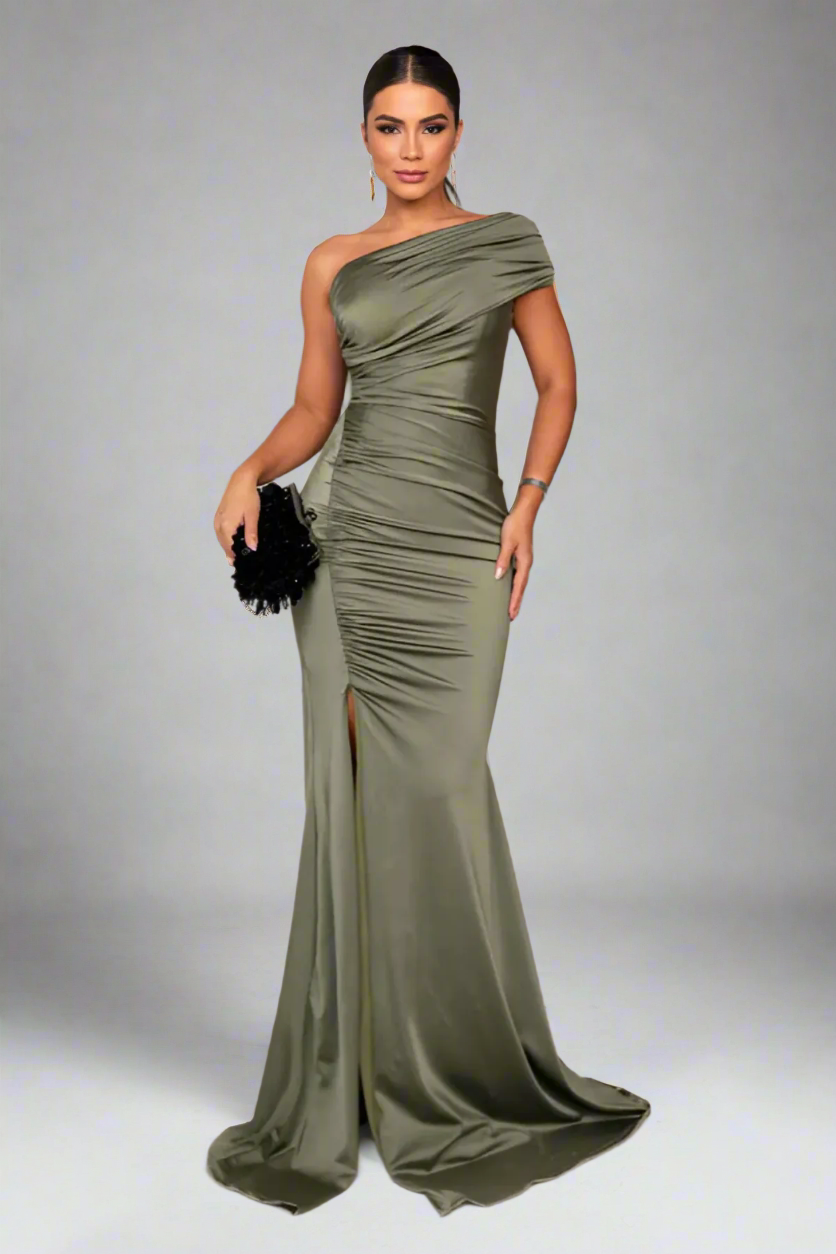 Vestido Longo Ombro Único Com Fenda - Pietra