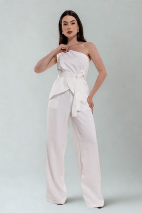 Conjunto Alfaiataria Calça e Blusa Ombro Único Assimétrico - Kessia