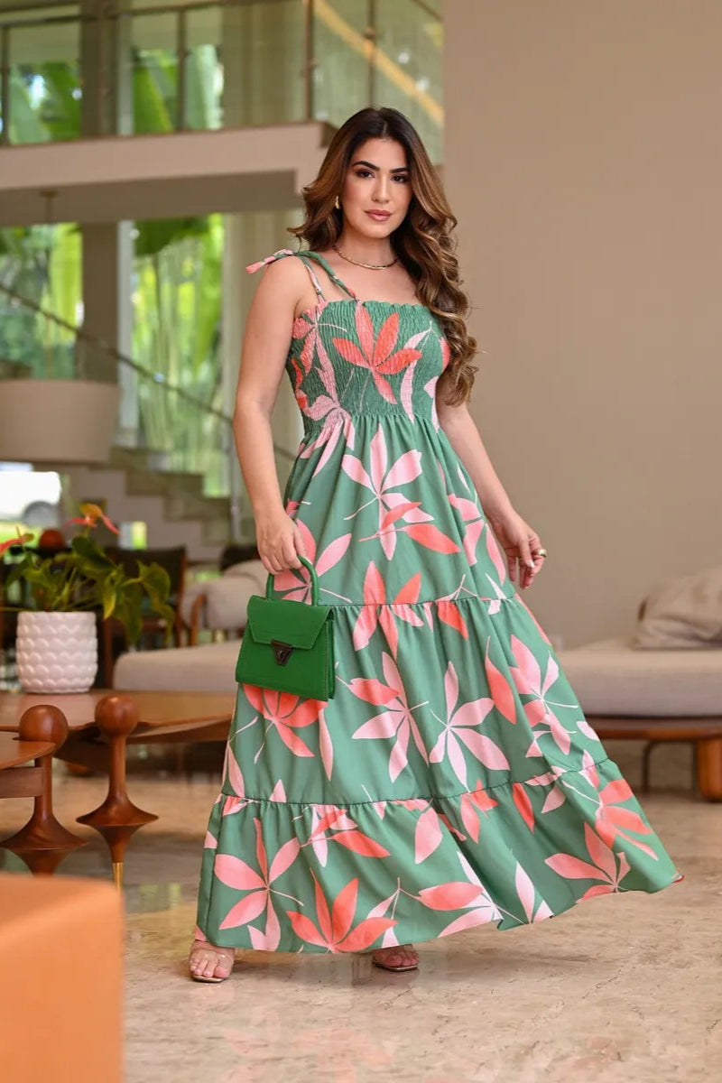 Vestido Longo De Lastex Alcinha De Amarrar - Scarlety