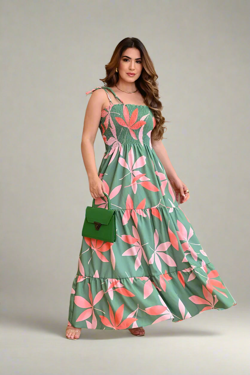 Vestido Longo De Lastex Alcinha De Amarrar - Scarlety