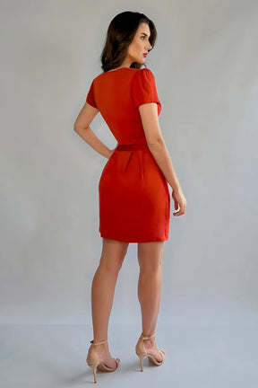 Vestido Curto Decote Transpassado Envelope Manga Curta Soltinho - Carol
