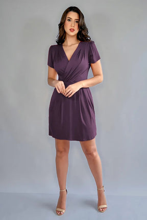 Vestido Curto Decote Transpassado Envelope Manga Curta Soltinho - Carol