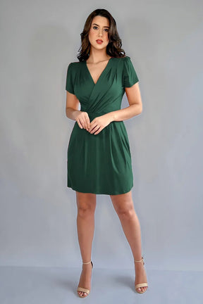 Vestido Curto Decote Transpassado Envelope Manga Curta Soltinho - Carol