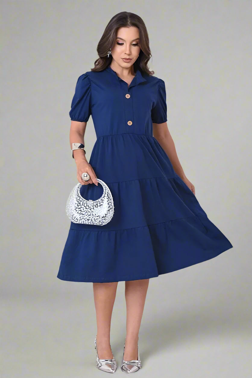 Vestido Feminino Midi Moda Evangélica Soltinho Confortável - Manuela