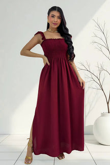 Vestido Longo Feminino Casual Lastex Alcinha Fenda - Mirela