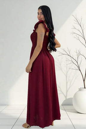 Vestido Longo Feminino Casual Lastex Alcinha Fenda - Mirela