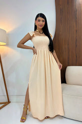 Vestido Longo Feminino Casual Lastex Alcinha Fenda - Mirela