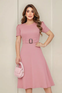 Vestido Midi Moda Cristã Evangelico Casual Crepe De Malha - Emanuely