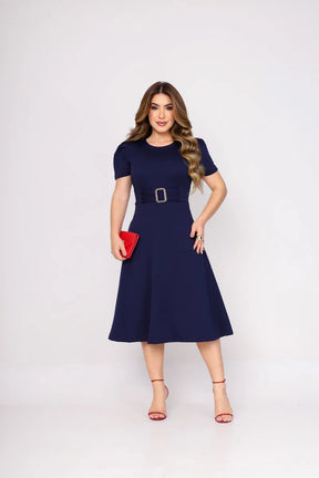 Vestido Midi Moda Cristã Evangelico Casual Crepe De Malha - Emanuely