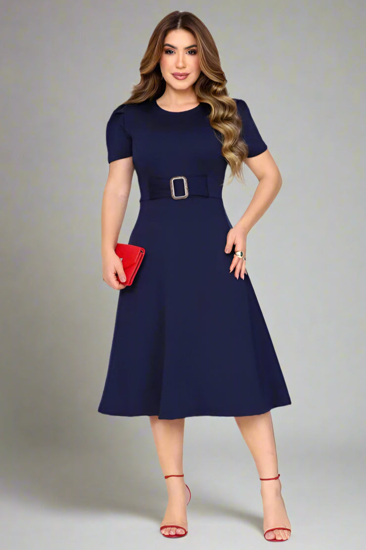 Vestido Midi Moda Cristã Evangelico Casual Crepe De Malha - Emanuely