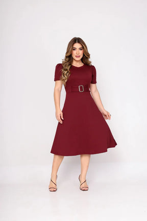 Vestido Midi Moda Cristã Evangelico Casual Crepe De Malha - Emanuely