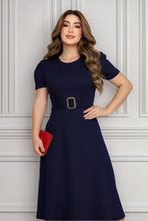 Vestido Midi Moda Cristã Evangelico Casual Crepe De Malha - Emanuely