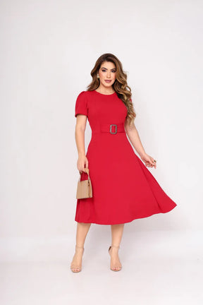 Vestido Midi Moda Cristã Evangelico Casual Crepe De Malha - Emanuely