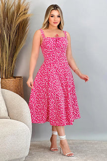 Vestido Mídi Estampado com Alça e Cruzado nas Costas - Natasha