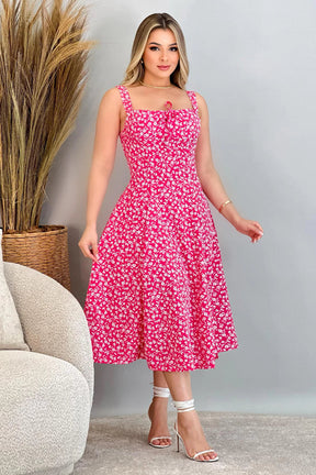 Vestido Mídi Estampado com Alça e Cruzado nas Costas - Natasha
