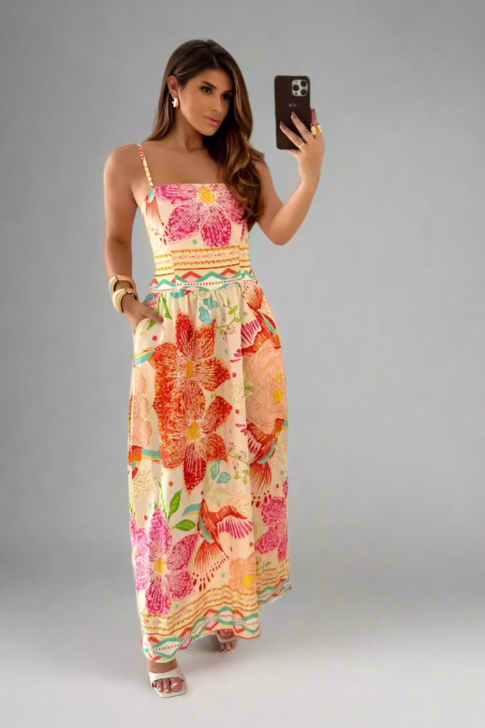 Vestido Longo Com Elastex Alças Reguláveis - Emy
