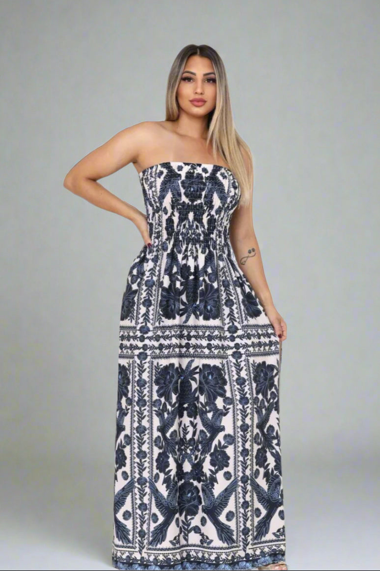 Vestido Longo Estampado Tomara que Caia - Fabiola