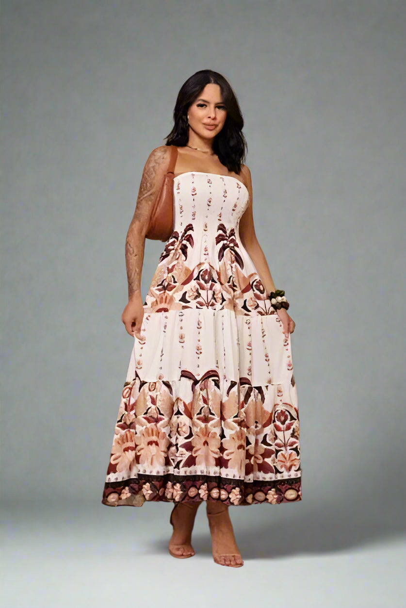 Vestido Longo Florido Tomara que Caia - Ravena