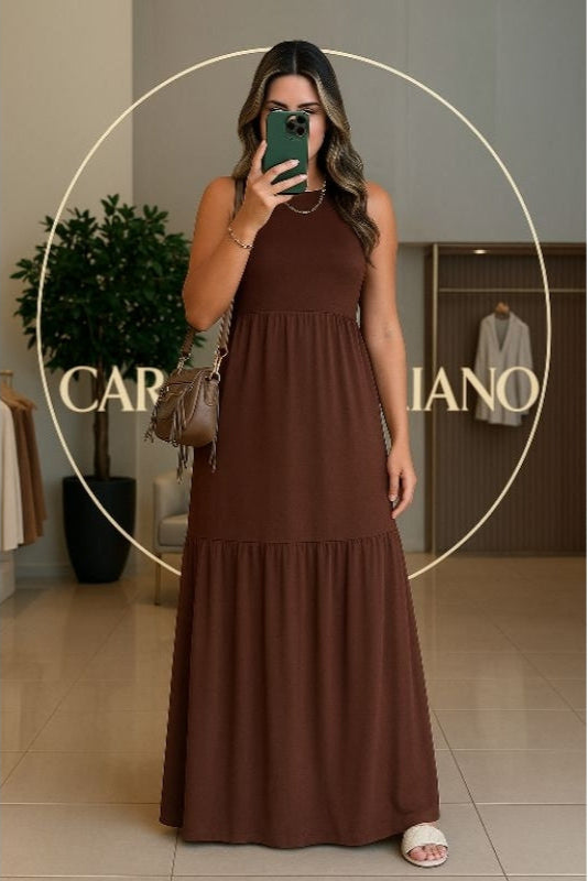 Vestido Longo Drapeado Soltinho - Yara