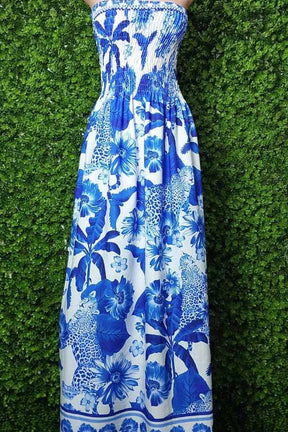 Vestido Longo Estampado Tomara que Caia Com Elastex - Fabiola