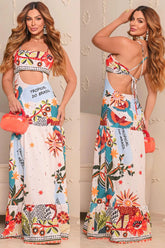 Vestido Longo Estampado Moda Floral - Fleur