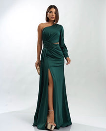 Vestido Longo Ombro Único Com Fenda - Sílvia