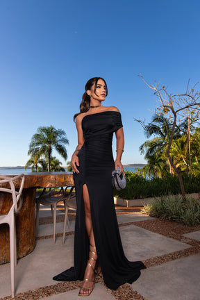 Vestido Longo Ombro Único Com Fenda - Pietra