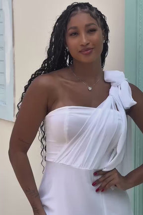 Vestido Mídi de Noivado em Tule Multi Amarrações Ombro Único - Emilly