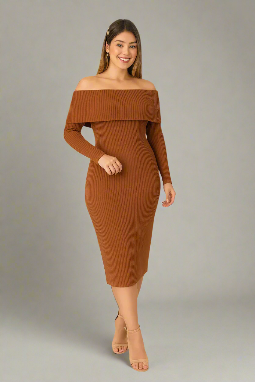 Vestido Midi Ombro a Ombro - Rebecca