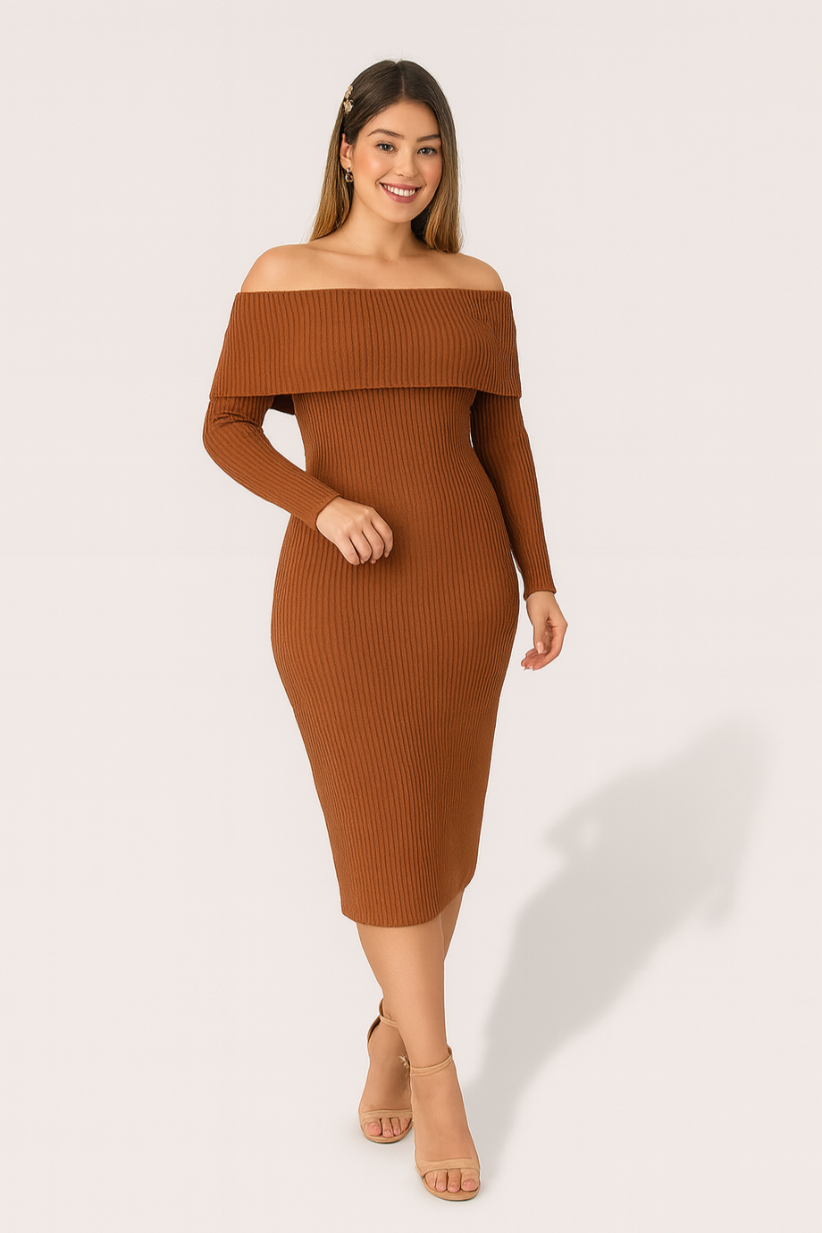Vestido Midi Ombro a Ombro - Rebecca