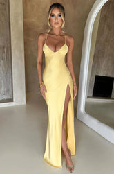 Vestido Longo com Fenda e Costas Abertas - Isobel