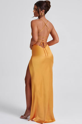 Vestido Longo com Fenda e Costas Abertas - Isobel