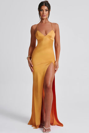 Vestido Longo com Fenda e Costas Abertas - Isobel
